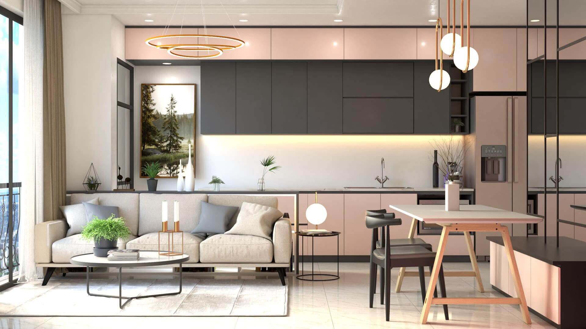 Thi công nội thất trọn gói chung cư 2 phòng ngủ Đà Nẵng