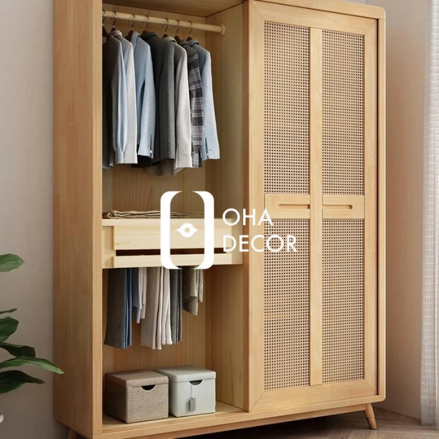 Tủ treo quần áo đa năng gỗ tự nhiên
