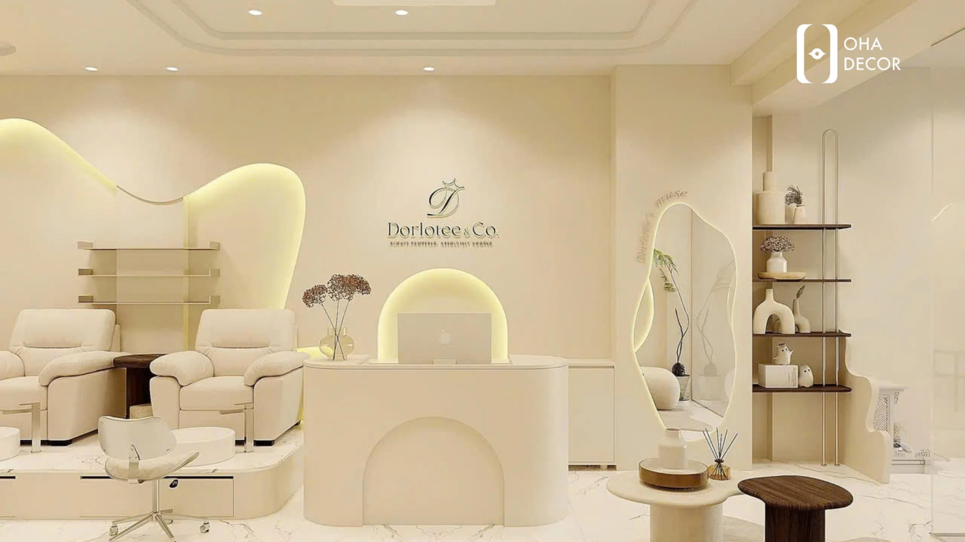 thiết kế thi công Nails Room tone kem HCM