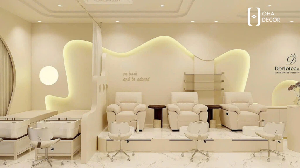 thiết kế thi công Nails Room tone kem HCM