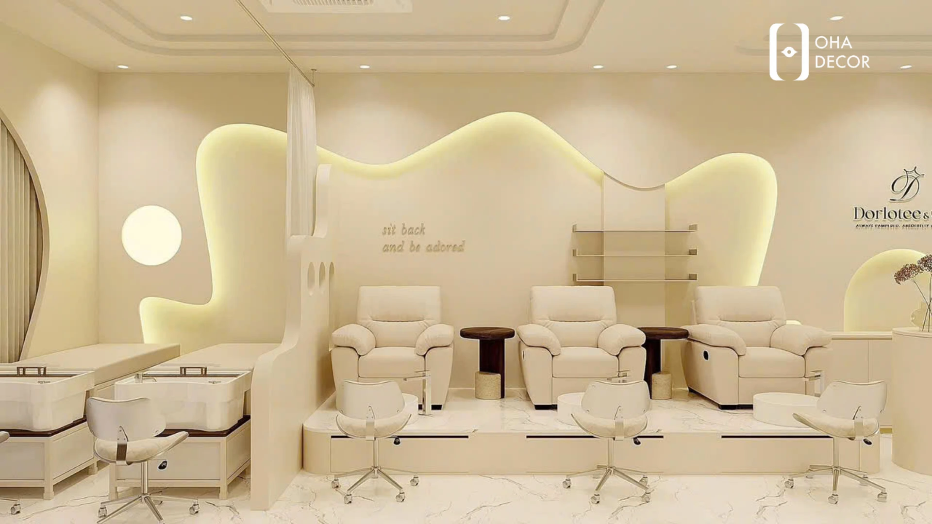 thiết kế thi công Nails Room tone kem HCM