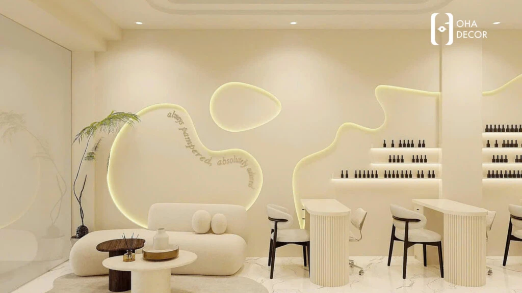 thiết kế thi công Nails Room tone kem HCM