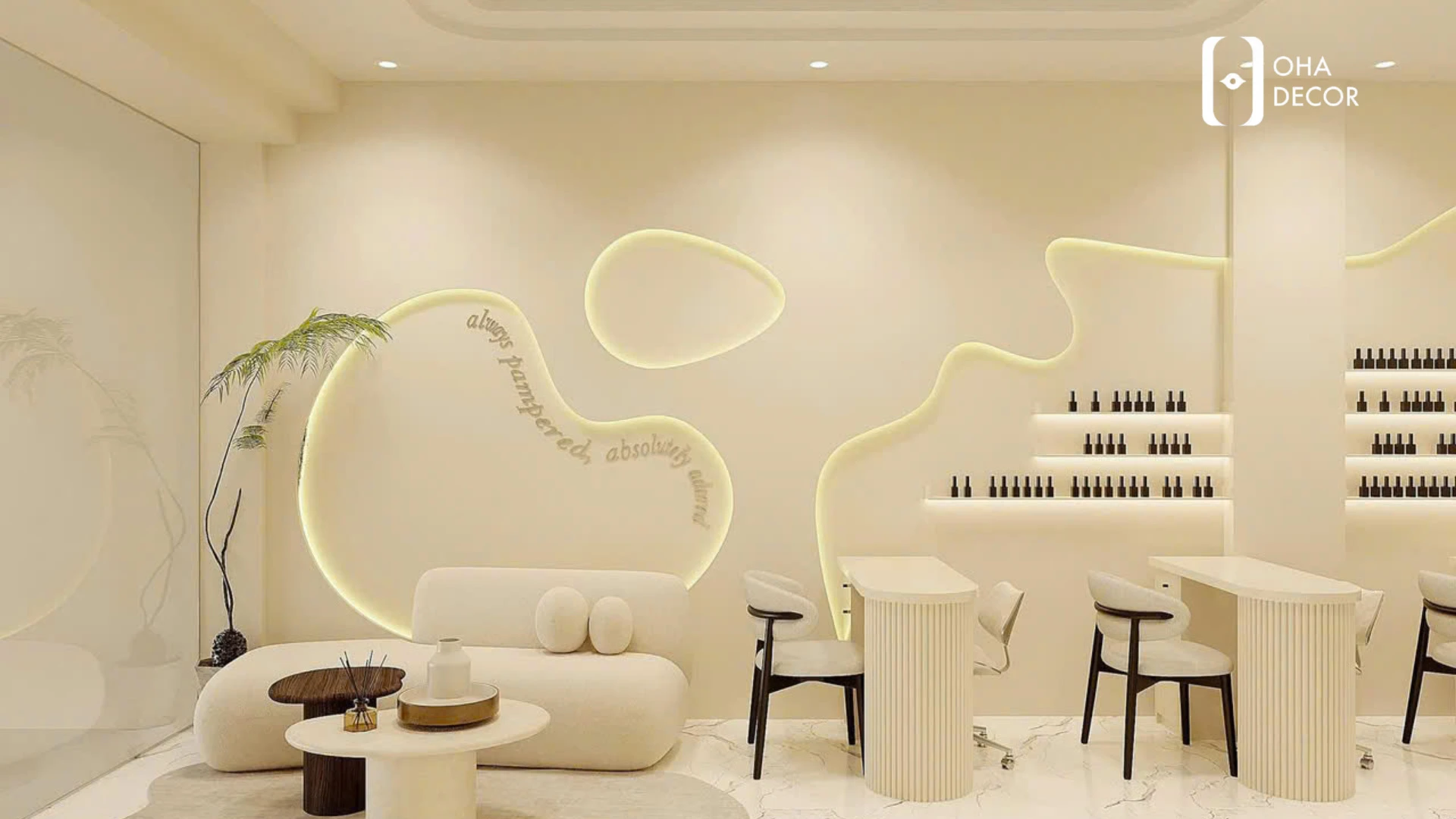thiết kế thi công Nails Room tone kem HCM