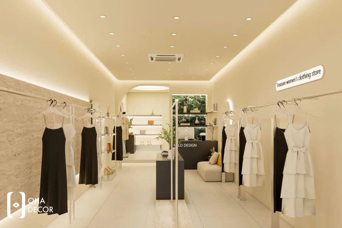 Dự Án Thi Công Thiết Kế Tiệm Quần Áo Kim Oanh Shop Hiện Đại Thu Hút 2 dự án thi công thiết kế tiệm quần áo kim oanh shop