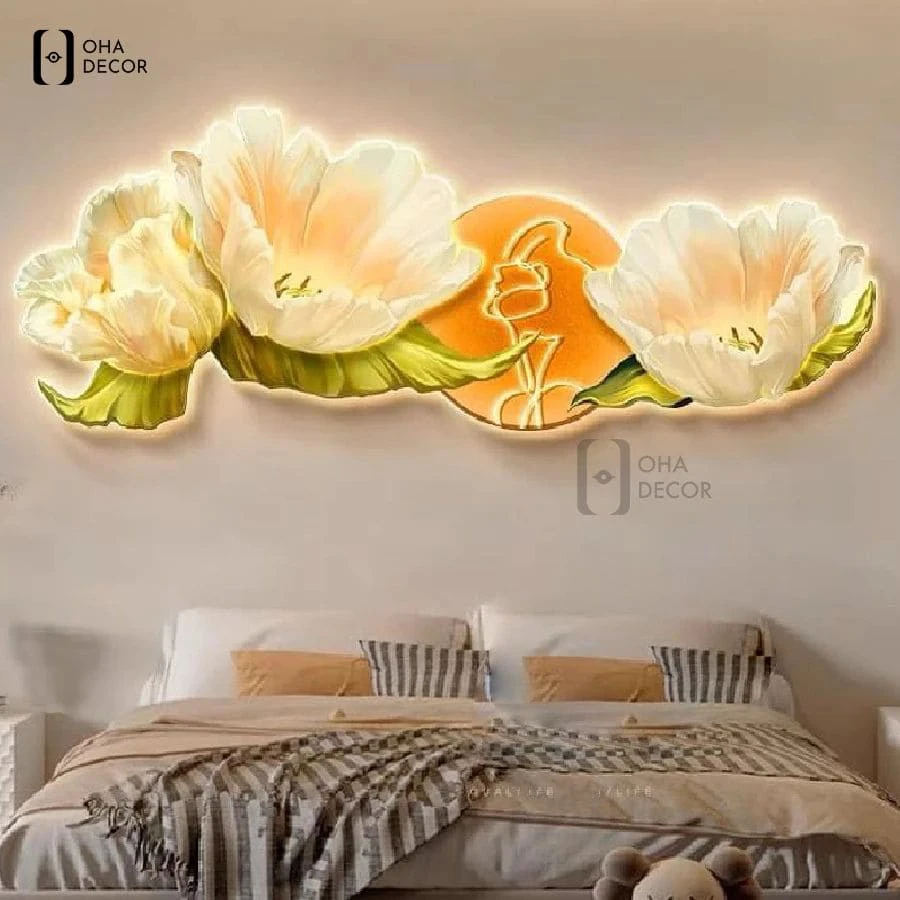 Bừng sáng không gian với các dòng tranh hoa 3D LED tiệm nail tại Tuyên Quang 2026 5 Cấu trúc không gian hoàn chỉnh nhờ sự phối màu ăn ý của mẫu Tranh hoa 3d led tiệm nail