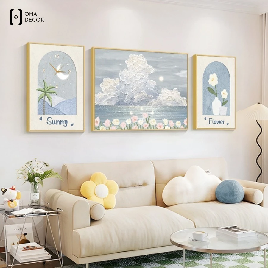 Bộ 3 tranh treo tường bình hoa nghệ thuật pastel Vĩnh Phúc phù hợp với nội thất