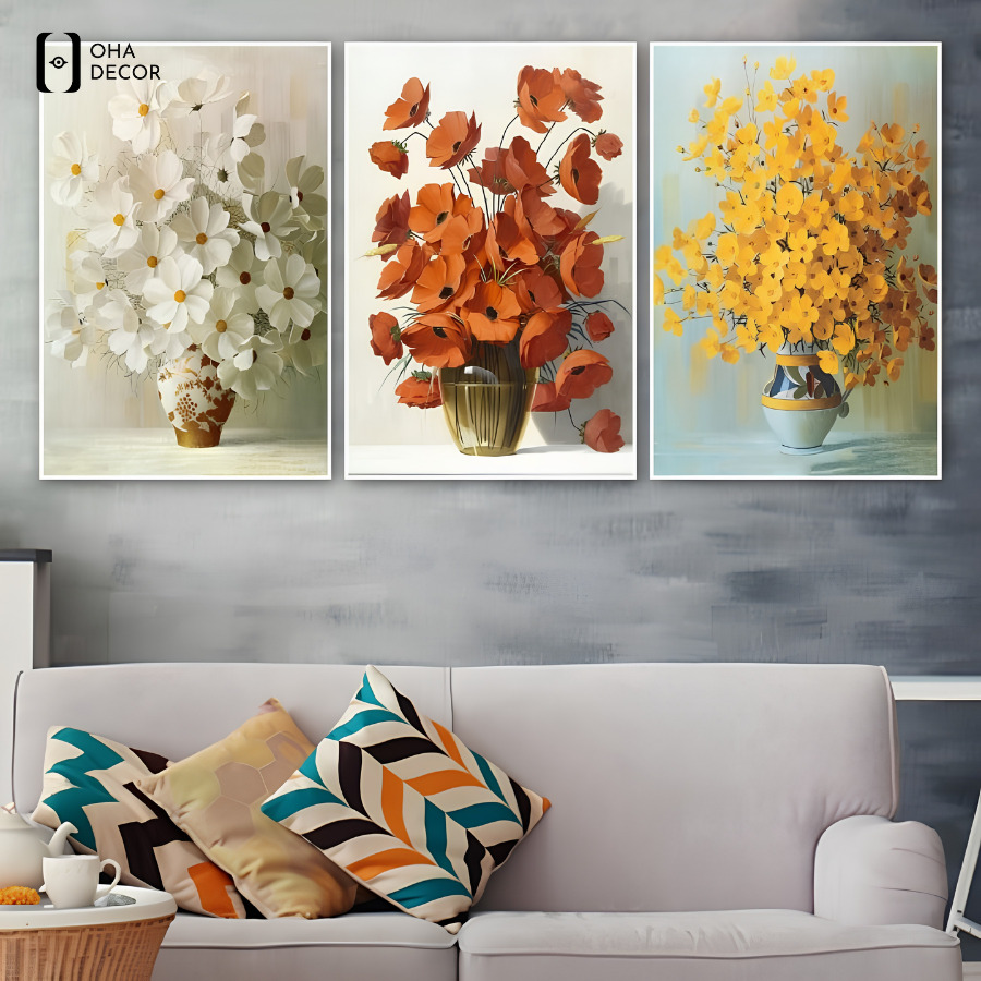 Bộ 3 tranh treo tường bình hoa tiệm nail An Giang đẹp tinh tế cho không gian 5 Mua bộ 3 tranh treo tường bình hoa tiệm nail An Giang tại Oha Decor
