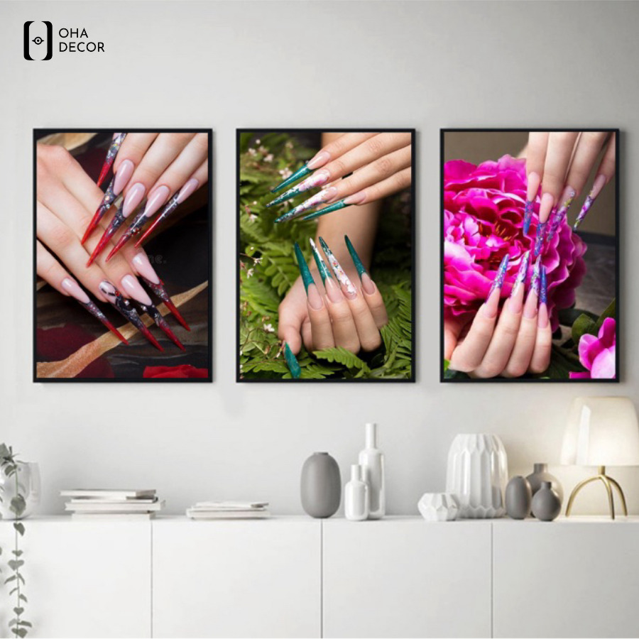 Mua tranh bộ 3 tấm cho tiệm nail Long An theo yêu cầu