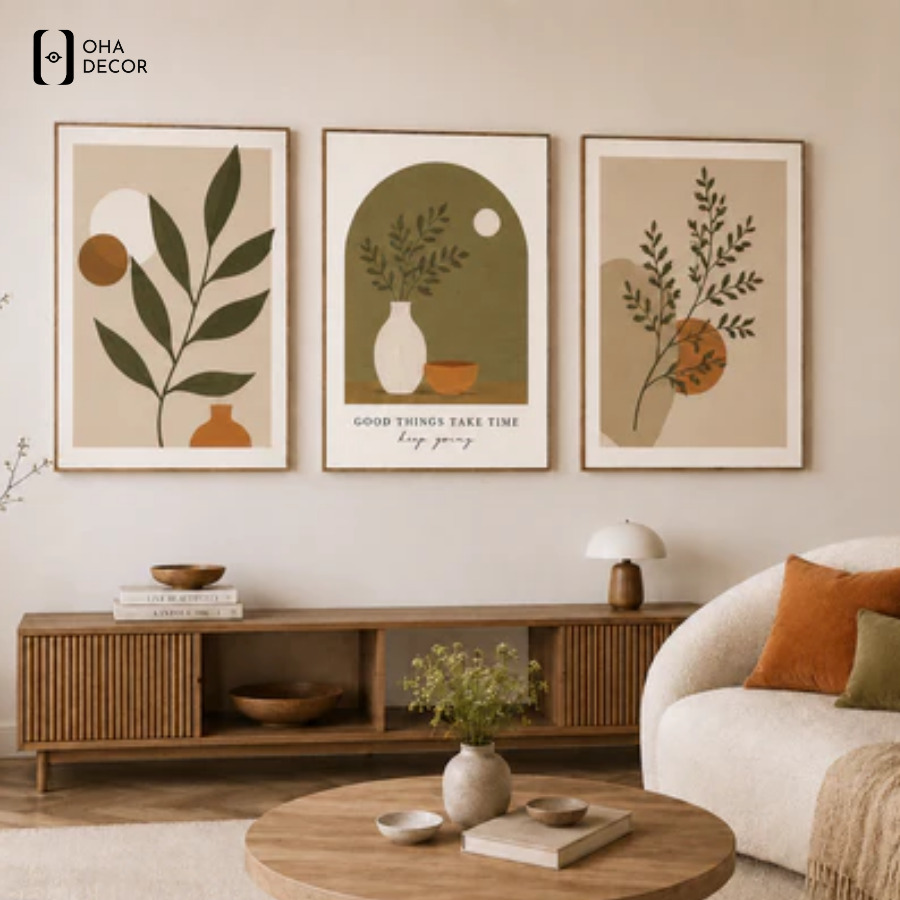 Bí quyết lựa chọn tranh phòng khách tối giản Vĩnh Long đẹp và hài hòa 5 Mua tranh phòng khách tối giản Vĩnh Long tại Oha Decor