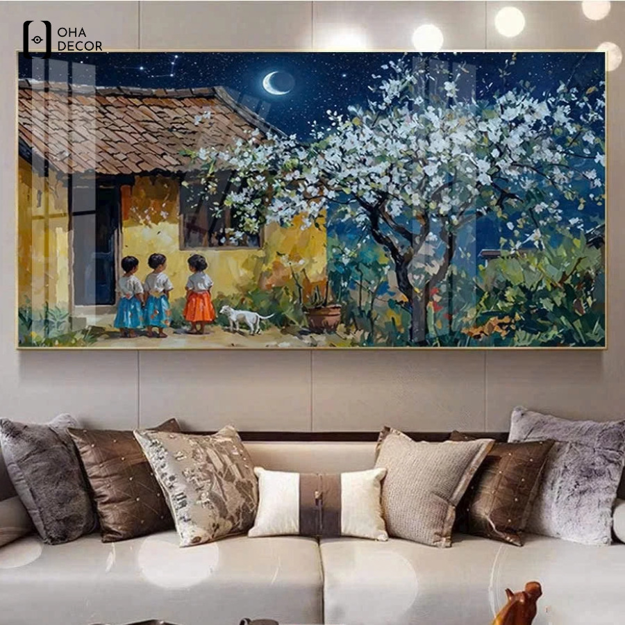 Oha Decor thiết kế tranh tráng gương vùng cao Tây Bắc phòng khách Long An theo yêu cầu