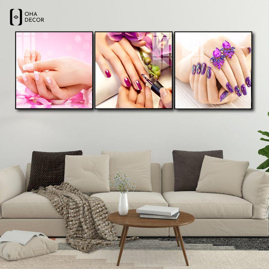 Tranh bộ 3 tấm cho tiệm nail Long An tăng tính thẩm mỹ cho không gian