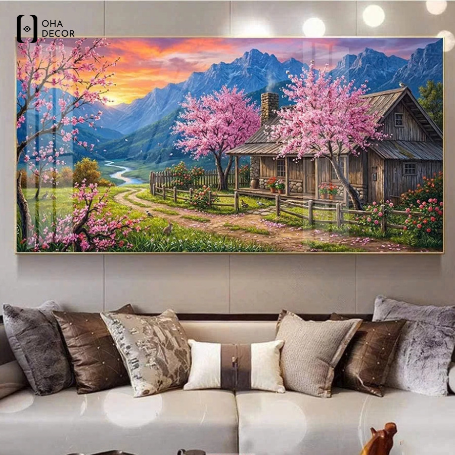 Tranh tráng gương vùng cao Tây Bắc phòng khách Long An đẹp