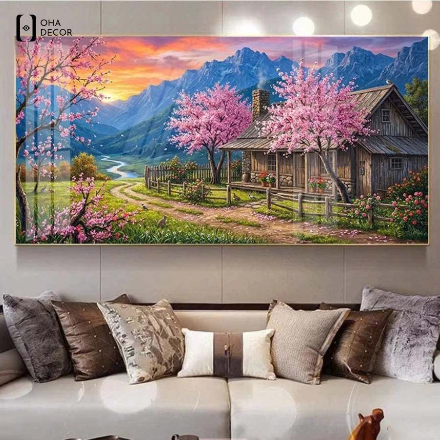 Tranh tráng gương vùng cao Tây Bắc phòng khách Long An đẹp