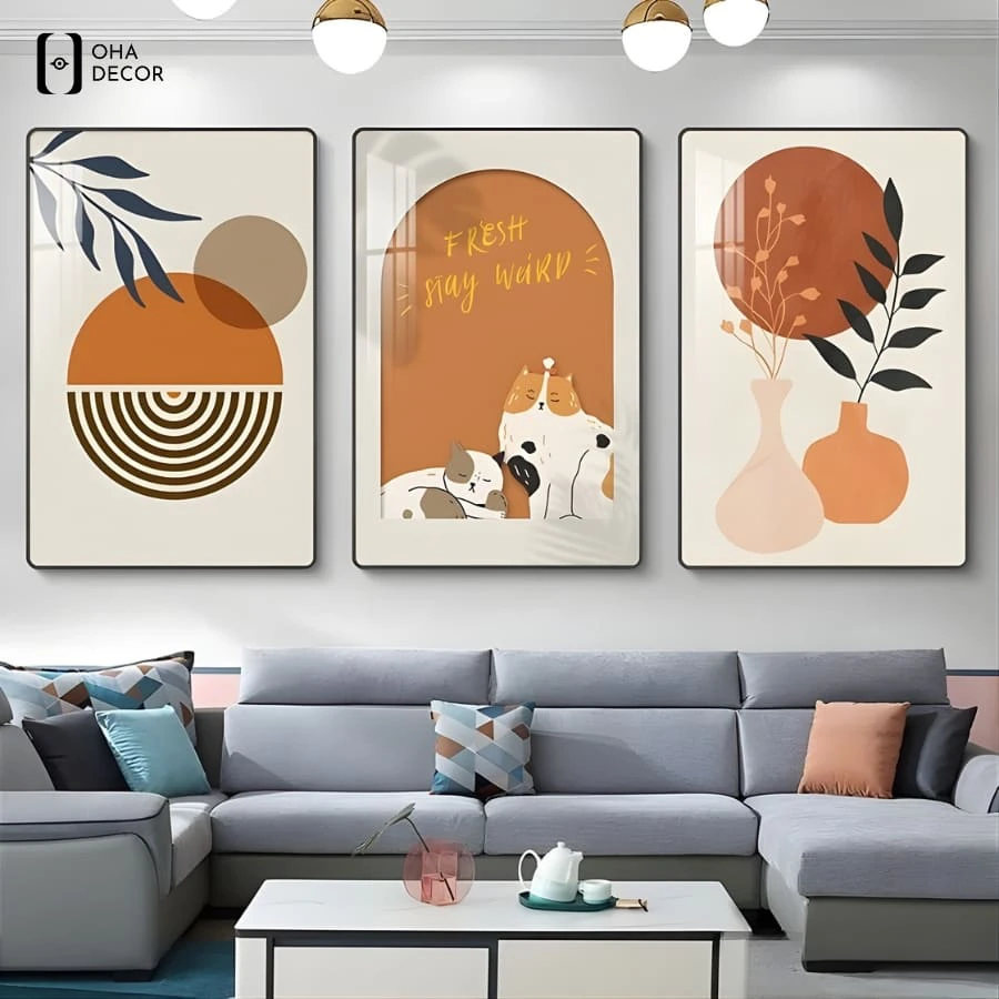 Ý Tưởng Bày Trí Bộ 3 Tranh Trang Trí Đơn Giản Decor Phòng Khách Vĩnh Phúc Ấn Tượng 3 Lựa chọn chất liệu khung đa dạng cho bộ 3 tranh trang trí đơn giản decor phòng khách vĩnh phúc