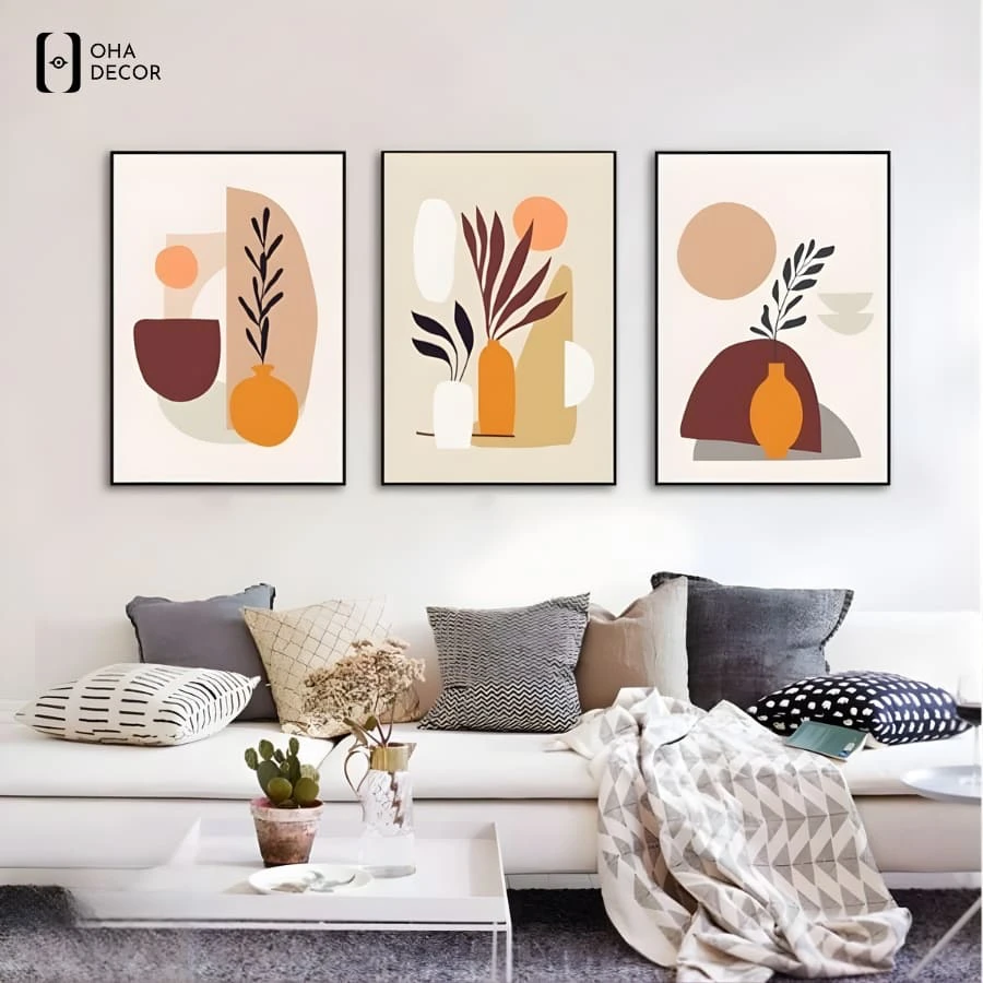 Ý Tưởng Bày Trí Bộ 3 Tranh Trang Trí Đơn Giản Decor Phòng Khách Vĩnh Phúc Ấn Tượng 2 Liên kết đồ nội thất hài hòa nhờ bộ 3 tranh trang trí đơn giản decor phòng khách vĩnh phúc