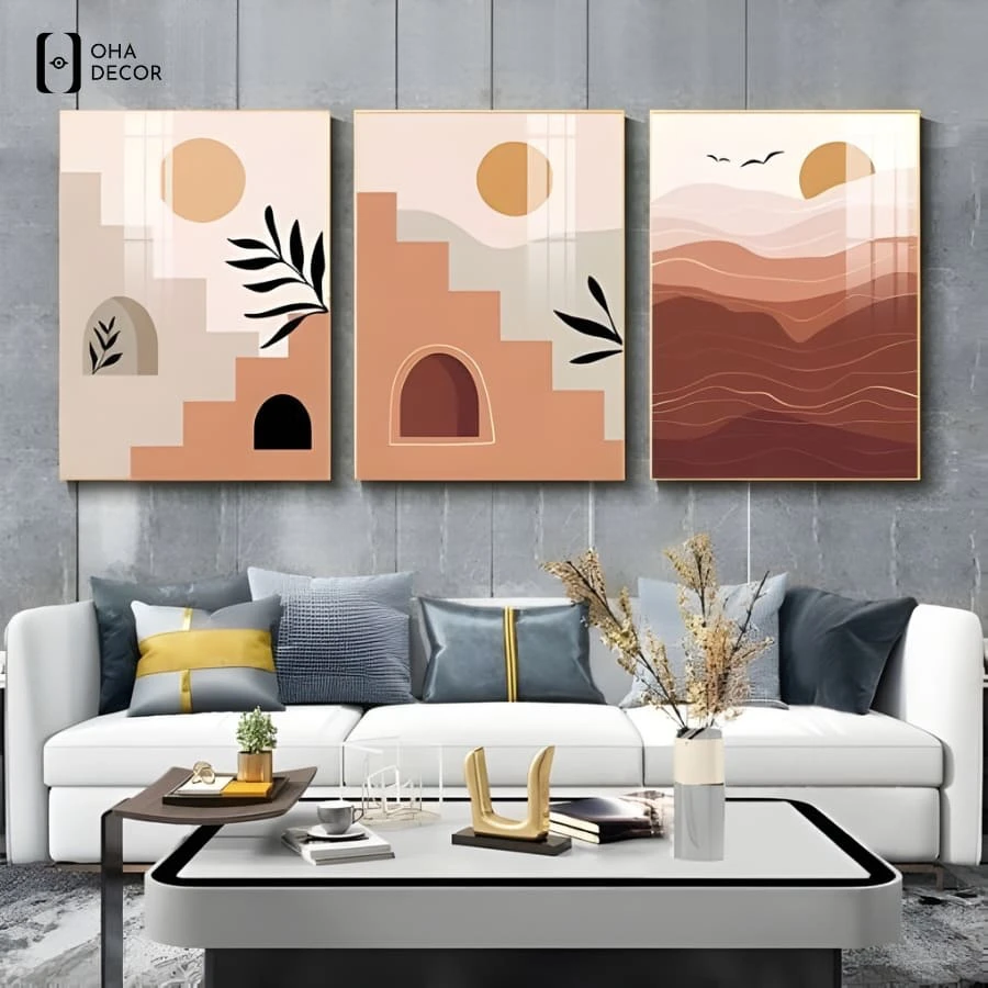 Ý Tưởng Bày Trí Bộ 3 Tranh Trang Trí Đơn Giản Decor Phòng Khách Vĩnh Phúc Ấn Tượng 1 Bộ 3 tranh trang trí đơn giản decor phòng khách vĩnh phúc mang lại vẻ tinh tế cho ngôi nhà