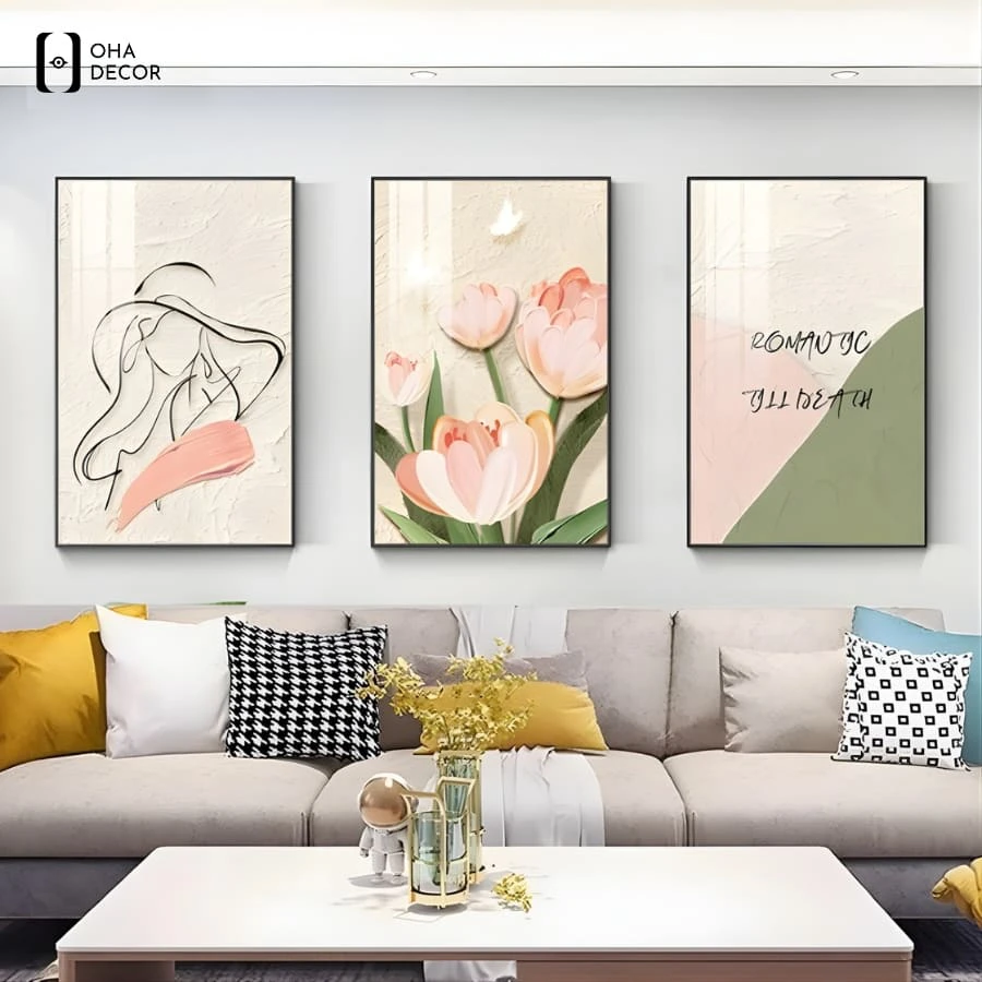 Ý Tưởng Bày Trí Bộ 3 Tranh Trang Trí Đơn Giản Decor Phòng Khách Vĩnh Phúc Ấn Tượng 6 Oha decor cung ứng bộ 3 tranh trang trí đơn giản decor phòng khách vĩnh phúc chất lượng