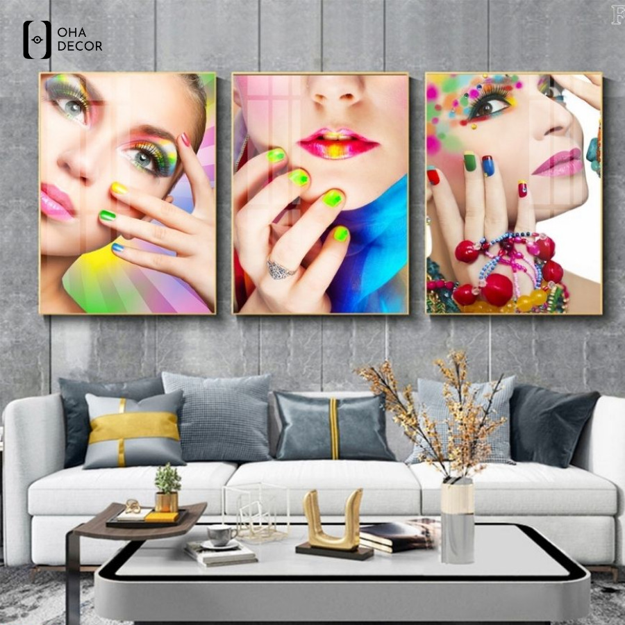 Mẫu tranh bộ 3 tấm cho tiệm nail Long An được yêu thích
