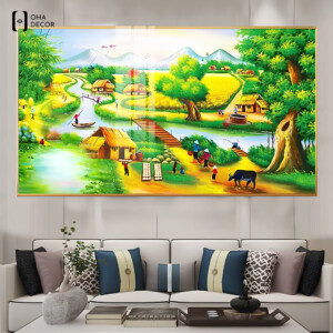 Tranh Đồng Quê Tráng Gương Phòng Khách Long An Đẹp Cho Mọi Không Gian 5 Mua tranh đồng quê tráng gương phòng khách Long An uy tín tại Oha Decor