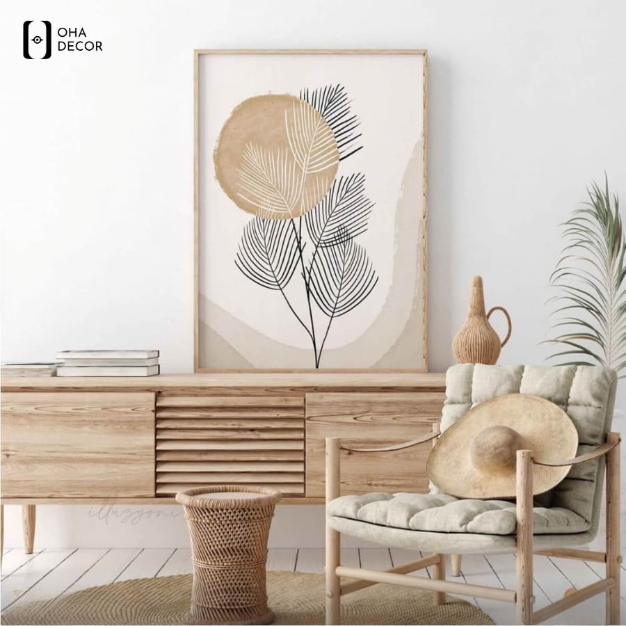 Thổi Hồn Nghệ Thuật Vào Không Gian Với Tranh đơn BOHO Tối Giản Minimalism Lá Cây Lào Cai 2026 3 Ánh sáng tự nhiên cộng hưởng cùng Tranh đơn BOHO Tối Giản Minimalism Lá Cây Lào Cai lan tỏa năng lượng tích cực cho căn phòng