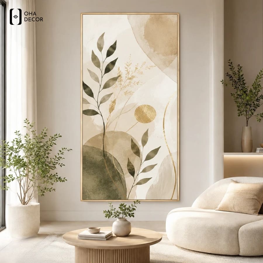 Thổi Hồn Nghệ Thuật Vào Không Gian Với Tranh đơn BOHO Tối Giản Minimalism Lá Cây Lào Cai 2026 4 Tranh đơn BOHO Tối Giản Minimalism Lá Cây Lào Cai sở hữu độ bền màu vượt trội, không phai xỉn theo thời gian
