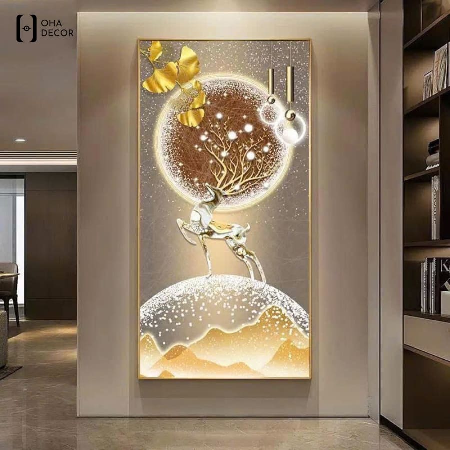 4 Nguyên Tắc Vàng Khi Chọn Tranh Đơn Hiện Đại Tráng Gương Decor Lối Ra Vào Vĩnh Phúc 1 Sự sang trọng từ bức Tranh Đơn Hiện Đại Tráng Gương Decor Lối Ra Vào Vĩnh Phúc mang sắc vàng kim quý phái giúp tạo điểm nhấn hút mắt ngay khi vừa bước vào cửa