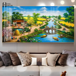 Tranh Đồng Quê Tráng Gương Phòng Khách Long An Đẹp Cho Mọi Không Gian 1 Tranh đồng quê tráng gương phòng khách Long An sang trọng