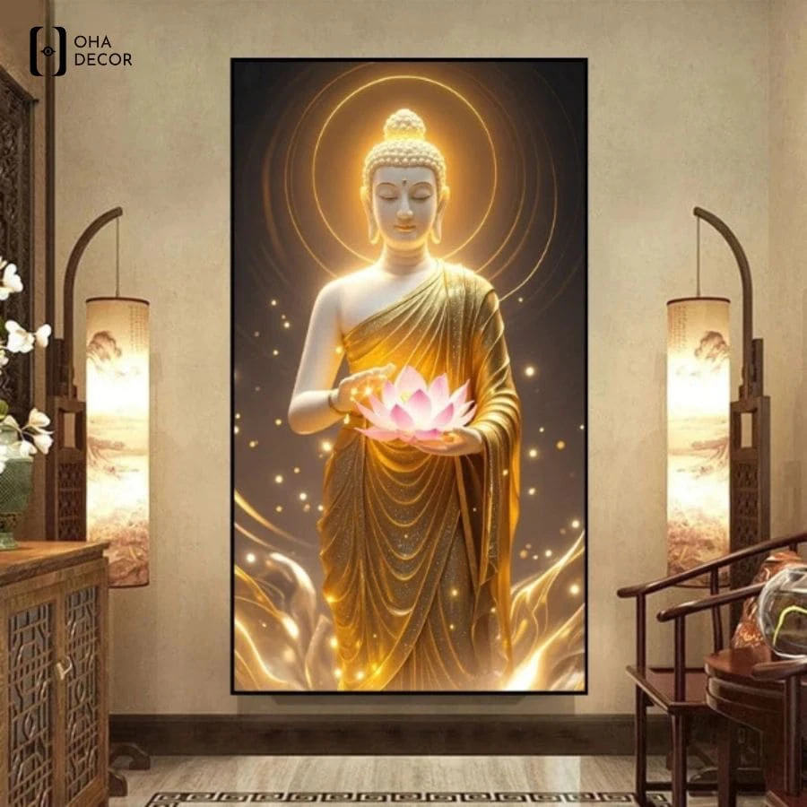 Treo tranh mặt kính Phật cổ cho phòng thờ Hà Nam giúp thu hút sinh khí và bảo hộ bình an cho gia đạo