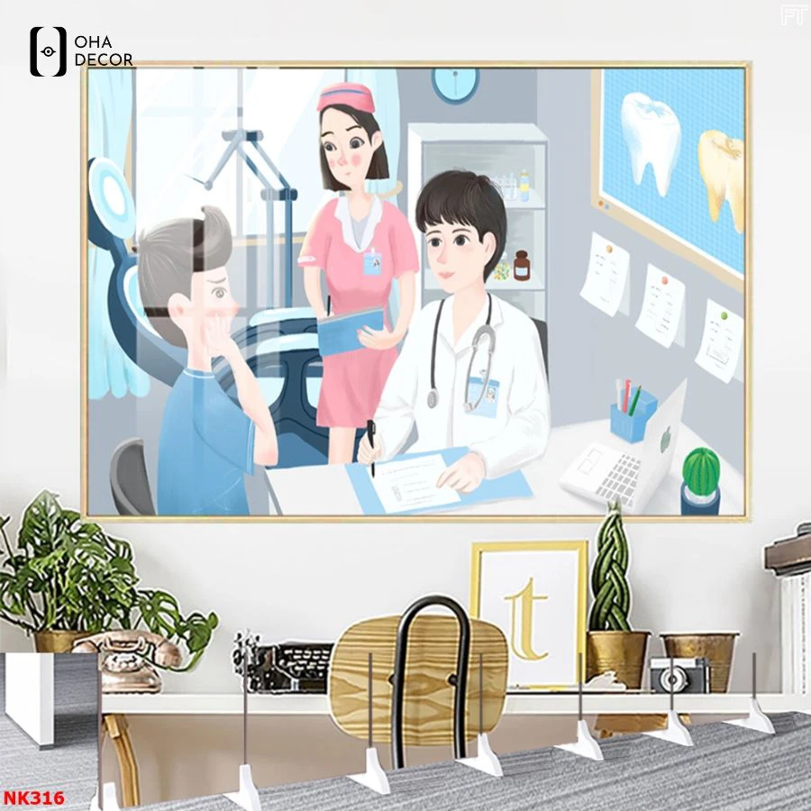 Tranh nha khoa dễ thương Tuyên Quang hình ảnh bác sĩ tư vấn thân thiện 