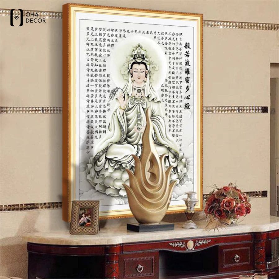Top 6 tranh phật cổ xưa tráng gương phòng thờ tại Tuyên Quang 4 Treo tranh phật cổ xưa tráng gương phòng thờ tại vách hậu giúp kiến tạo thế tựa vững chãi và trang nghiêm