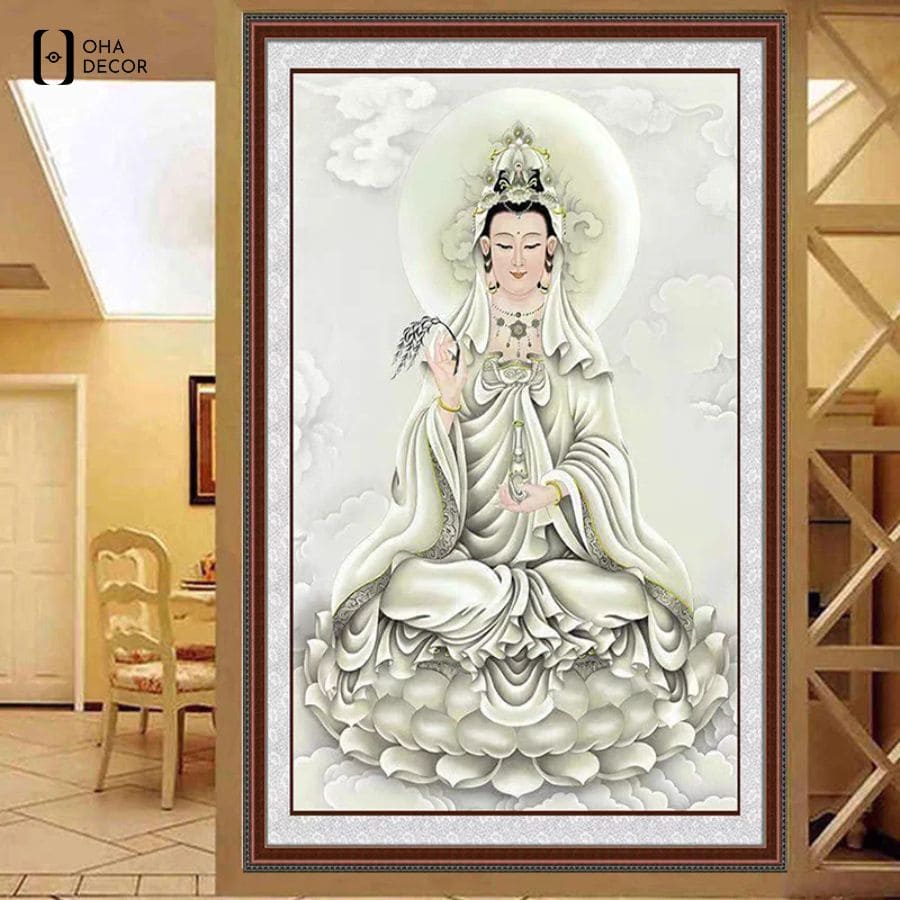 Top 6 tranh phật cổ xưa tráng gương phòng thờ tại Tuyên Quang 5 Bề mặt láng mịn của tranh phật cổ xưa tráng gương phòng thờ giúp chống bám bụi bẩn và dễ dàng vệ sinh