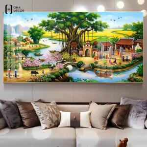 Tranh Đồng Quê Tráng Gương Phòng Khách Long An Đẹp Cho Mọi Không Gian 2 Trang phong cách đồng quê Long An phù hợp với phòng khách