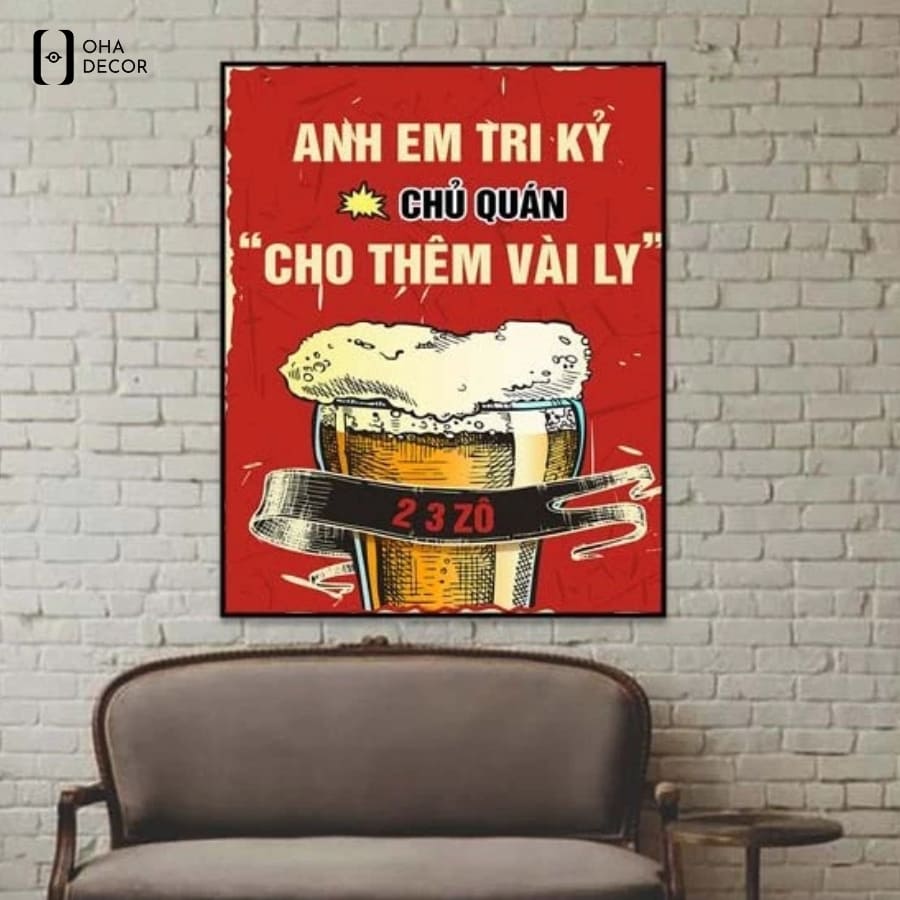 Tranh tráng gương cho quán bia, nhậu Hà Nam tại Oha Decor mang đậm dấu ấn nghệ thuật thời thượng và độ bền trường tồn