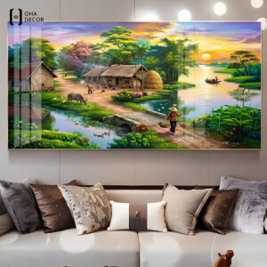 Tranh Đồng Quê Tráng Gương Phòng Khách Long An Đẹp Cho Mọi Không Gian 3 Tranh treo tường phòng khách Long An tạo cảm giác thư giãn cho người dùng
