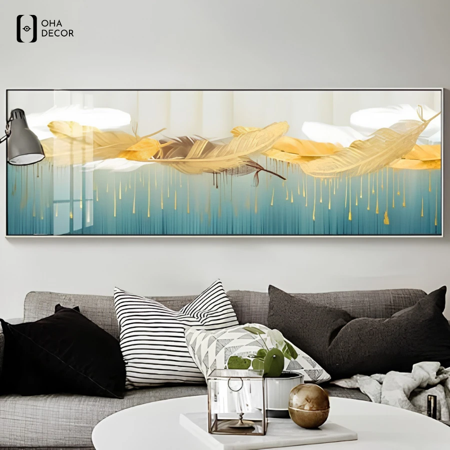 Mẫu tranh canvas khổ ngang phòng khách Đà Lạt được nhiều gia đình lựa chọn