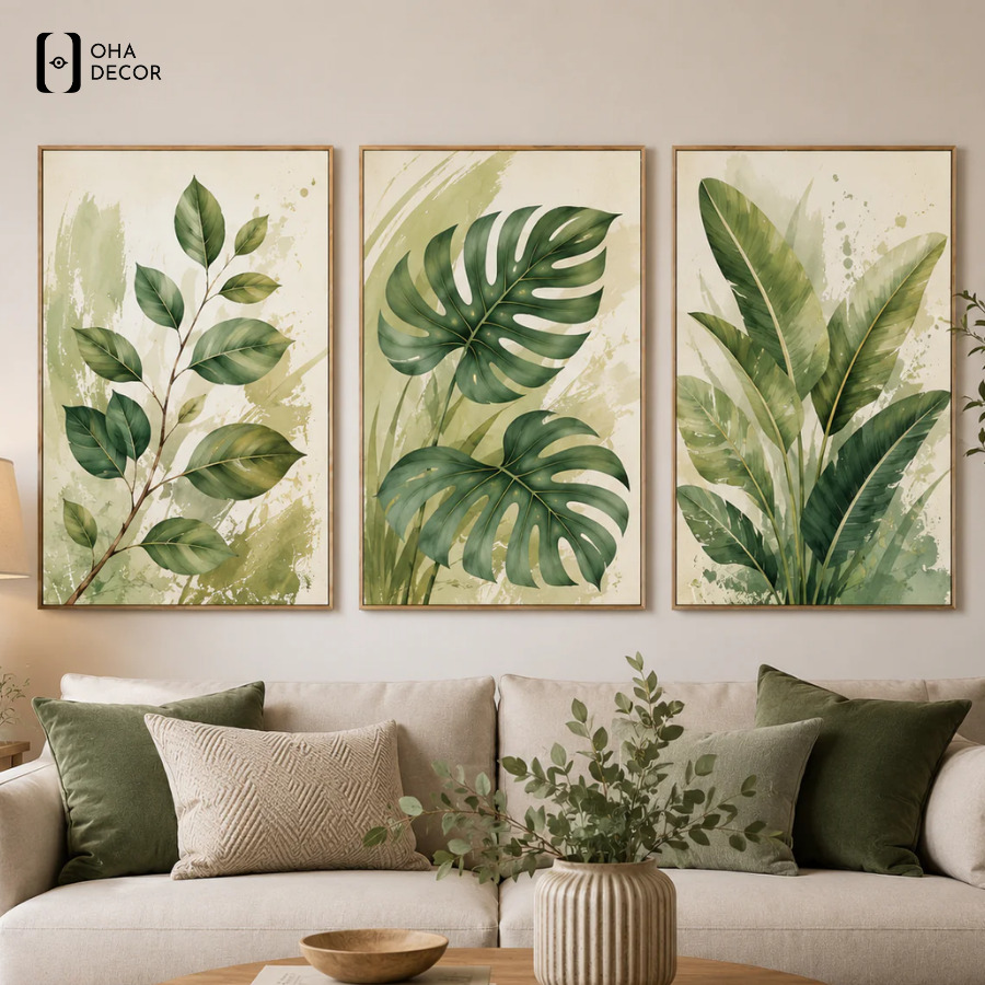 Mẫu tranh lá cây decor spa Thuận An được ưa chuộng hiện nay