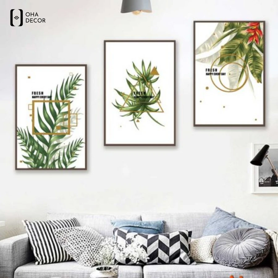 Tranh lá cây decor spa Thuận An phù hợp từng không gian