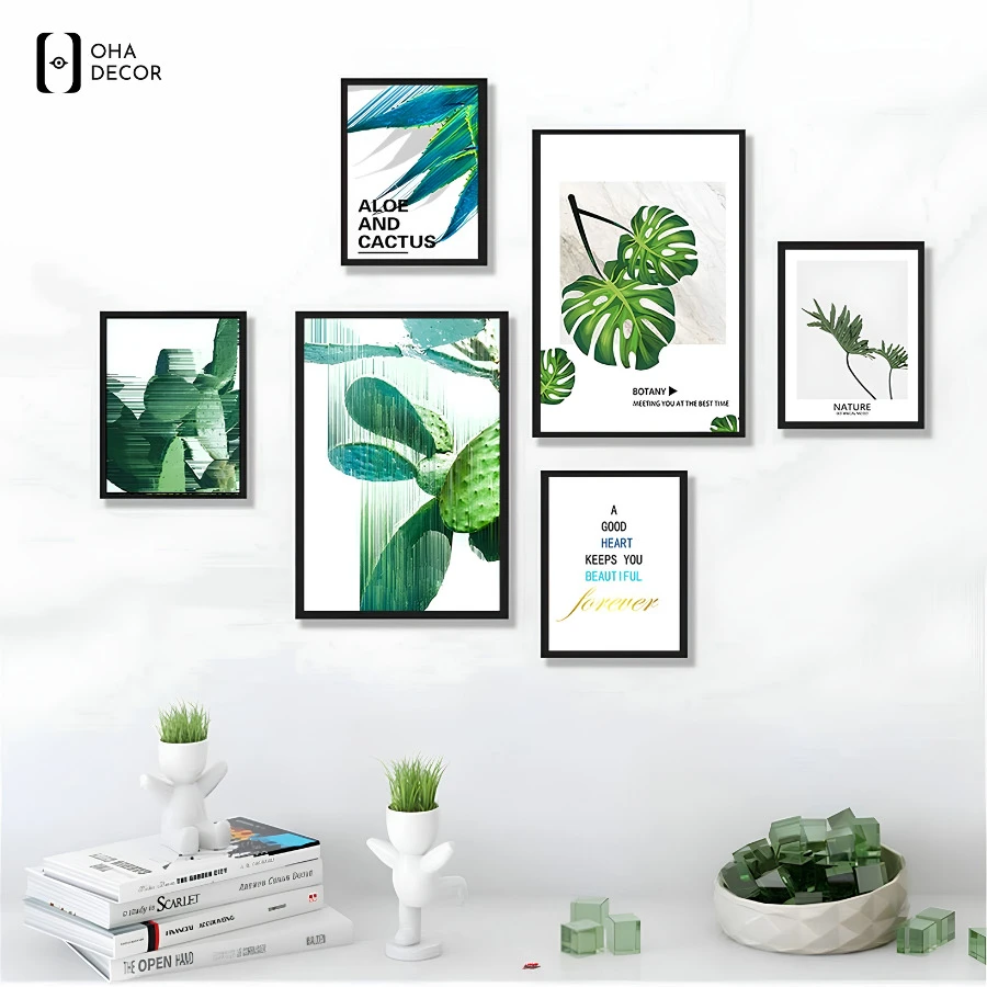 Tranh lá cây decor spa Tiền Giang tạo cảm giác gần gũi với thiên nhiên