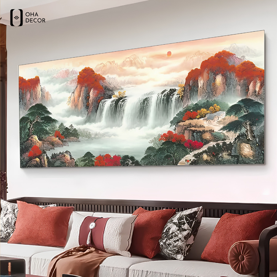 Tranh phong cảnh đẹp treo phòng khách Đà Lạt cho không gian sống đầy cảm xúc 3 Tranh phong cảnh đẹp treo phòng khách Đà Lạt phù hợp với nội thất