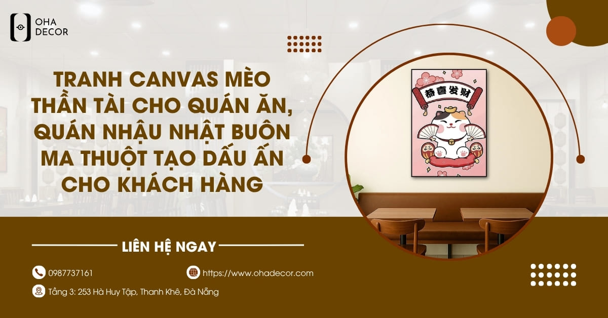 Tranh canvas mèo thần tài cho quán ăn, quán nhậu Nhật
