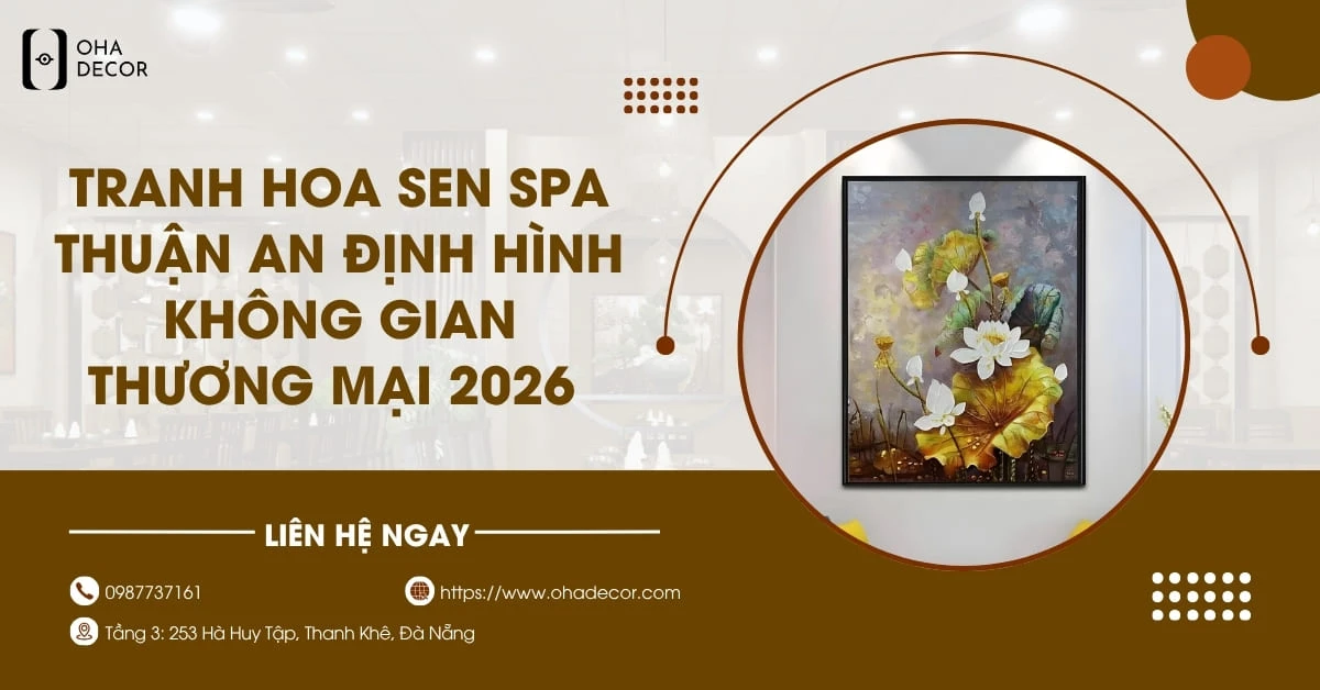 Tranh hoa sen spa Thuận An
