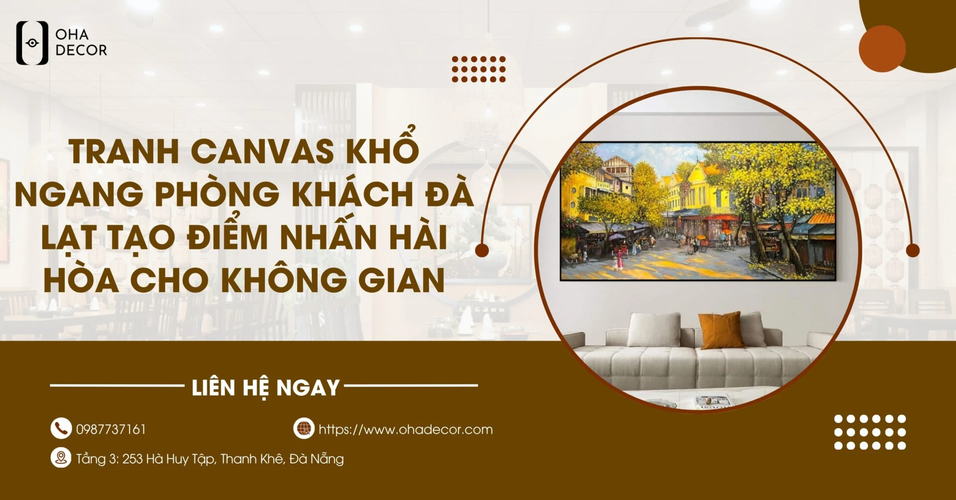 Tranh canvas khổ ngang phòng khách Đà Lạt