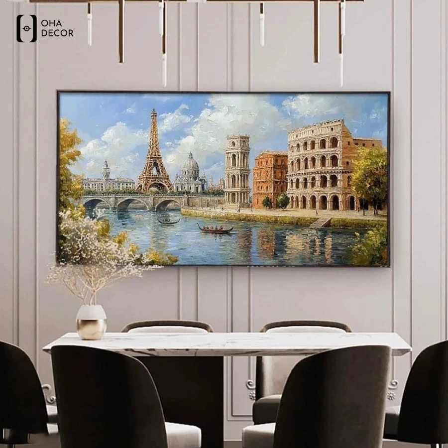 Tranh canvas tháp eiffel decor phòng ngủ đà lạt phong cảnh châu âu lãng mạn