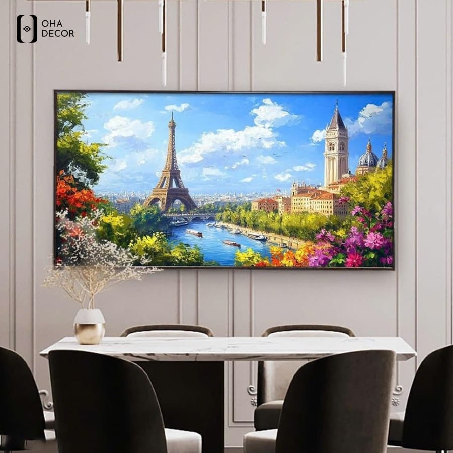 Tranh canvas tháp eiffel decor phòng ngủ đà lạt uy tín tại oha decor