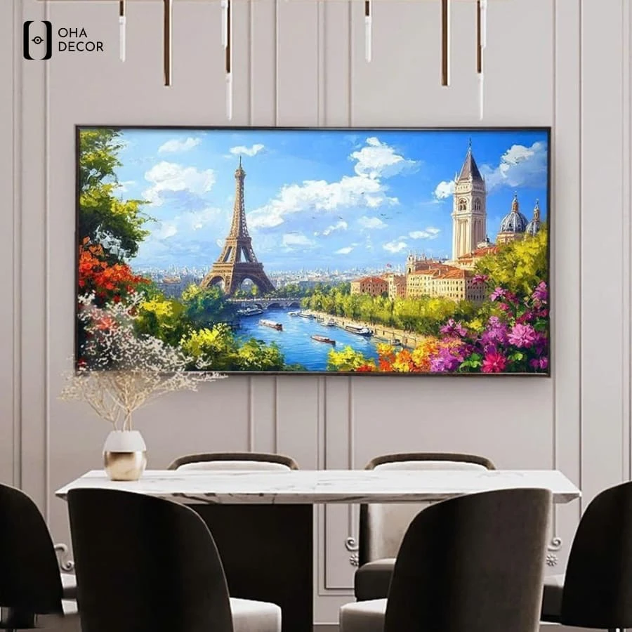 Tranh canvas tháp eiffel decor phòng ngủ đà lạt uy tín tại oha decor