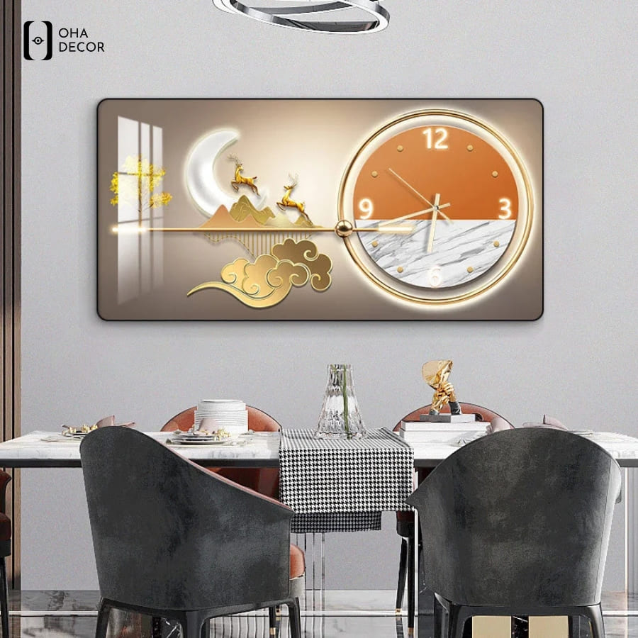 Tranh đồng hồ 5D đẹp treo phòng khách Buôn Ma Thuột xu hướng trang trí thời thượng 1 Mẫu tranh đồng hồ 5D đẹp treo phòng khách buôn ma thuột sang trọng