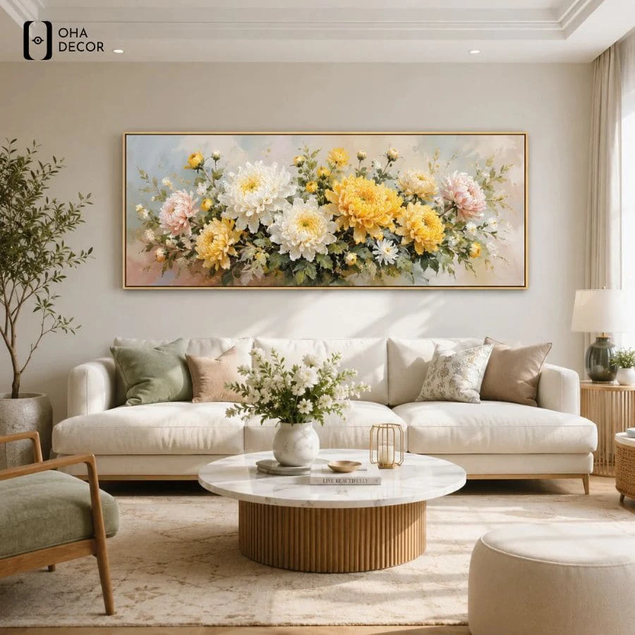 Ánh sáng phù hợp giúp tôn vinh trọn vẹn vẻ đẹp bức tranh hoa nhẹ nhàng vĩnh long