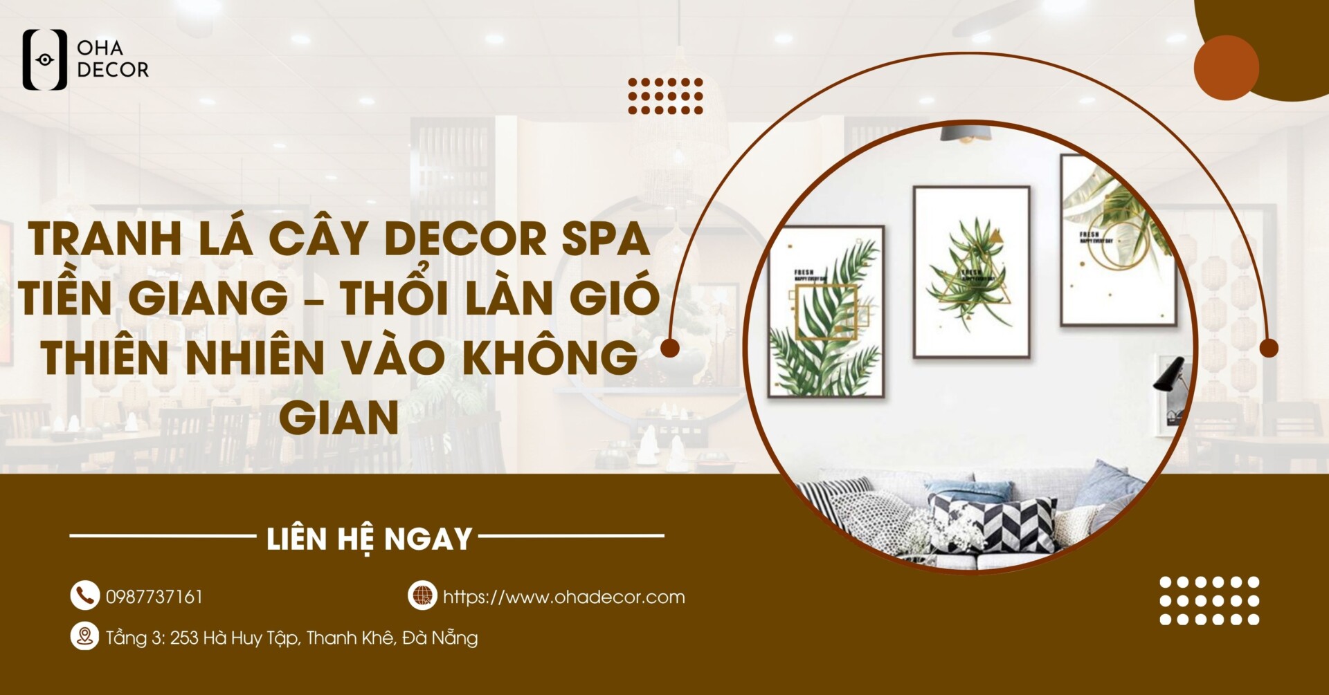 Tranh lá cây decor spa Tiền Giang
