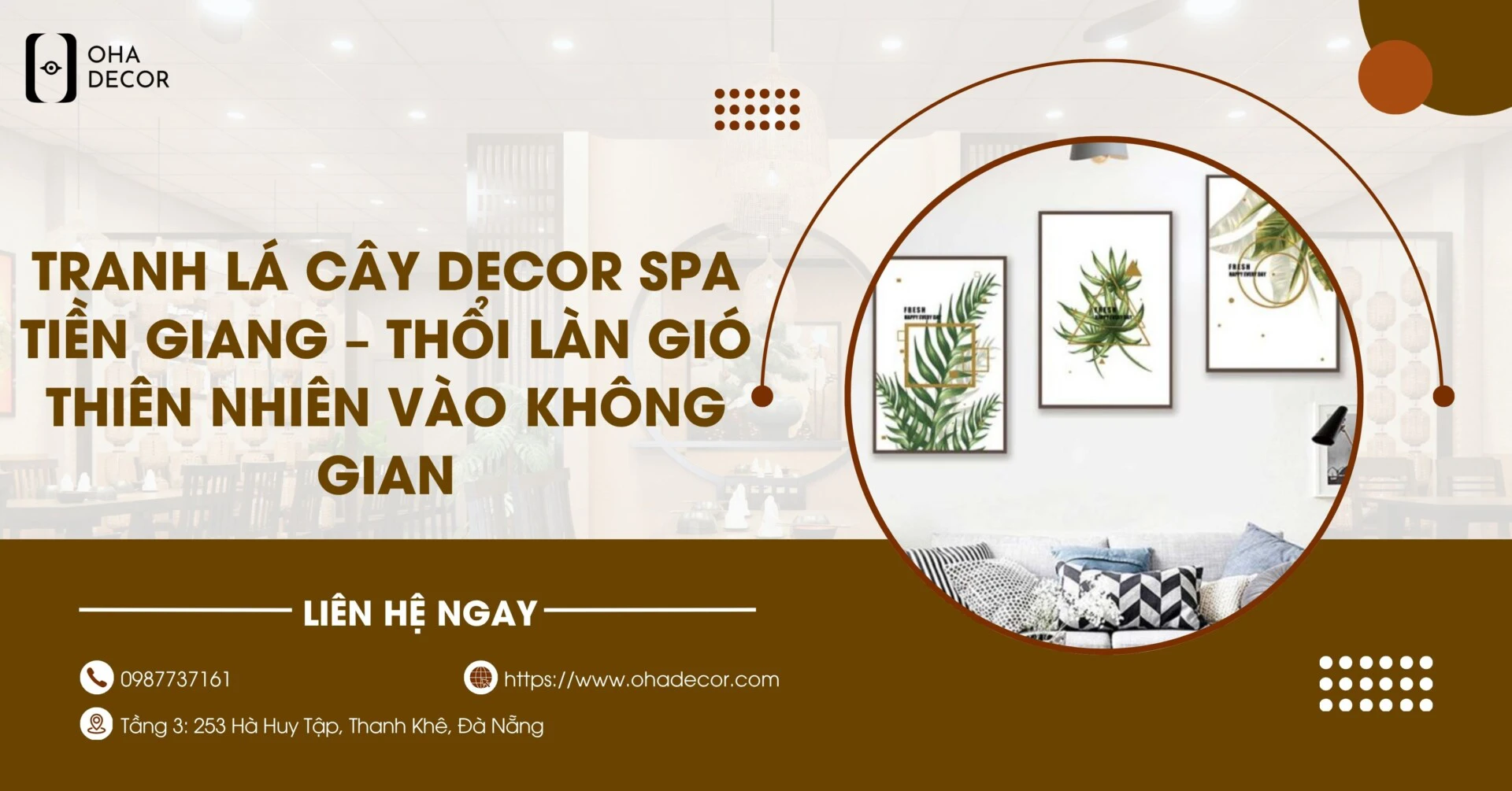 Tranh lá cây decor spa Tiền Giang