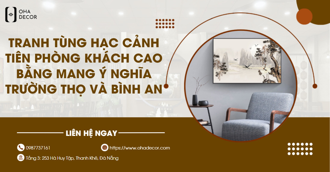 Tranh Tùng Hạc Cảnh Tiên phòng khách Cao Bằng